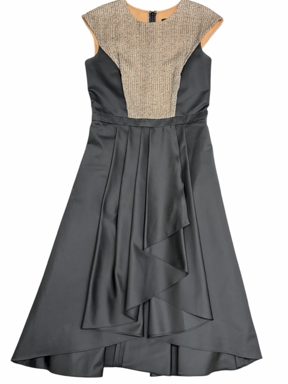 CARMEN MARC VALVO High Low Black and Gold Dress Unique 4 - Picture 3 of 12